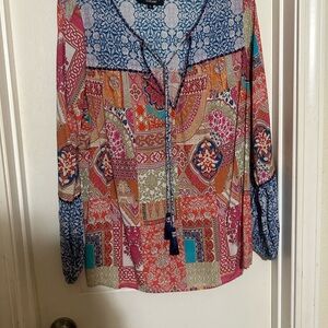 Tolani Multicolor Patchwork Blouse